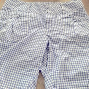 Lane Bryant, blue and white plaid. Jeans shorts, plus size 16